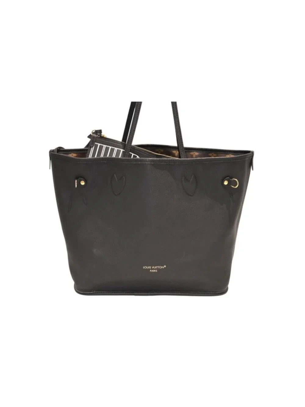 Louis Vuitton Neverfull Inside Out MM Reversible Tote Bag Black Brown Calfskin
